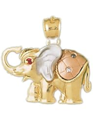 Dazzlers Solid 14k Three Tone Yellow, Rose and White Gold Elephant Charm Pendant Available in three colors from jewelsberry (weights: 4.0 grams only)