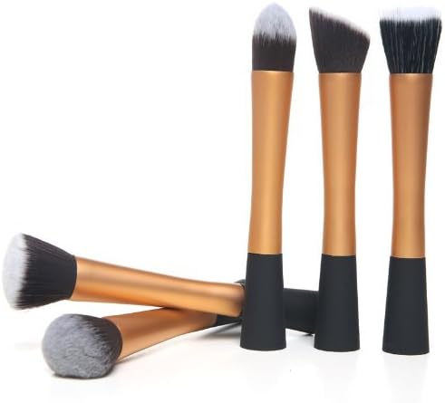 5 Pcs Powder Blush Foundation Makeup Brushes Set Cosmetic Tool(gold)