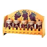 KITCHEN SPICE JAR 5PC GRAPE TUSCANY WINE DECOR