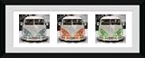 GB eye VW Campervan Triptych Framed Photograph,30x12 inches