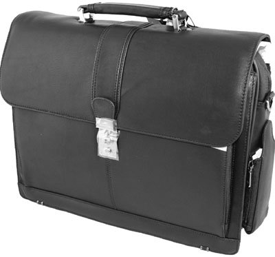 New Mancini Grain Leather Triple Compartment Laptop Briefcase