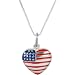 Sterling Silver Enamel Flag Heart Patriotic Pendant 18