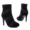 Damen Schuhe, STIEFELETTEN, HIGH HEELS, 666-51, Synthetik in hochwertiger Wild Leder Optikund Spitze