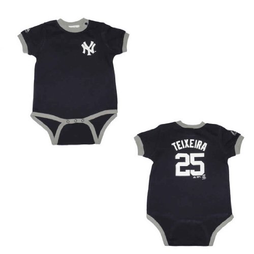 MLB New York Yankees Teixeira #25 Baby / Infant One-Piece Bodysuit / Romper / Onesie - Blue (Size: 18)