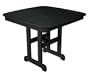 Polywood Outdoor Furniture Nautical 37 Inch Dining Table, Black-Recycled Plastic Materials