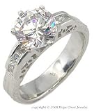 Antique Style CZ Rings - Sterling Silver 6 Prong CZ Engagement Ring