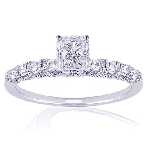 0.65 Ct Radiant Cut Diamond Engagement Ring 14K SI1