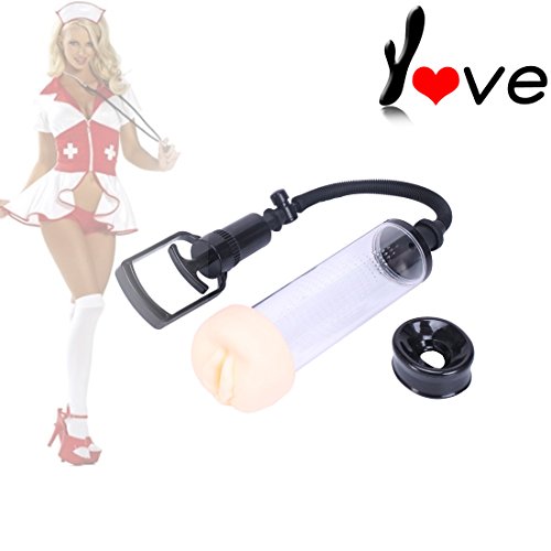 Yove Realistic Sleeve Penis Pump Extender Vacuum Penis Enlargement with Erection and Postpone Ejaculation Shrink ring