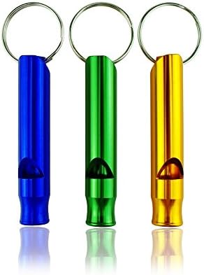 RainyWay Loudest Survival Emergency Whistle - Necklace Aluminum Whistle Key Chain for Emergency Hiking Camping Survival, 3pcs with Yellow/Green/Blue Color (S)