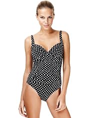 Tummy Control Spotted Ruched Swimsuit