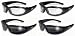 4 Black Frame Motorcycle Riding Glasses Sunglasses Day and Night 2 X Smoke and 2 X Clear Lens Has EV