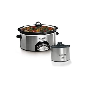 Rival SCVP659-SS 6.5 Quart Smart Crock Pot Slow Cooker w  Little Dipper by Rival