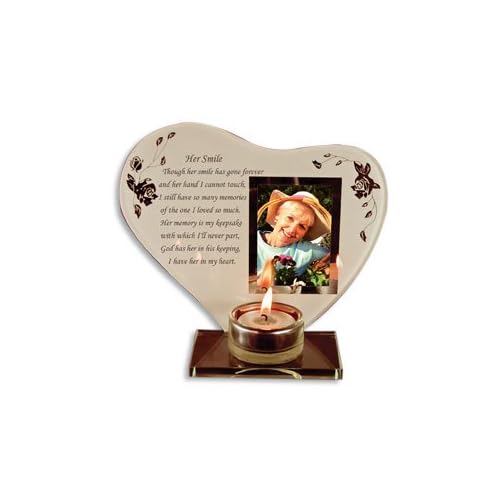 In Memory PHOTO FRAME with VOTIVE Holder/HER Smile/Keepsake/MEMORIAL