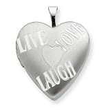 Adorable Sterling Silver 20mm With Heart Live, Love, Laugh Heart Locket