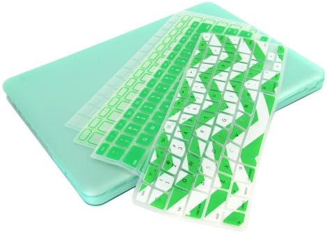 UHURU Great Deal Bundle for Apple Macbook / Macbook Pro with or without Retina Display - Ultra Slim Rubberized Hard Case + 4 Different Styles Silicone TPU Chevron Keyboard Covers (Macbook Pro 13" A1278, Green)