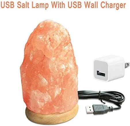 Pack of 6 Himalayan Pink Salt Glass Desk Table Lamp USB Plug, All Natural Mineral Crystal, Cleansing Detox Benefits, Ideal Gift for Home Night Light Bedside Bathroom Decorative Lighting (Round, White)