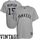 MLB Majestic Thurman Munson New York Yankees Cooperstown Fan Replica Jersey - Gray (Large)