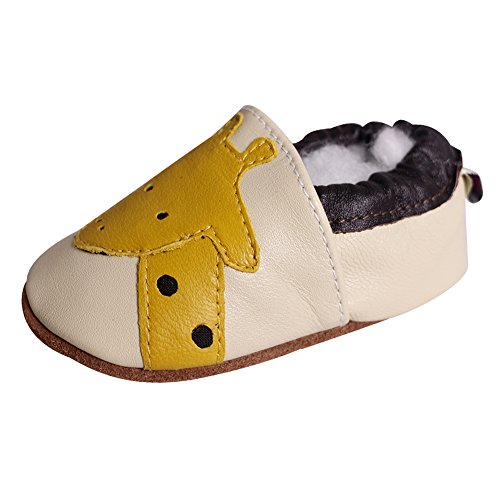 Amurleopard Baby Soft Sole Leather Crib Shoes Infant Toddler First Walking Prewalker Giraffe 6-12 Months 4.9