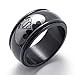 TEMEGO Jewelry Mens Stainless Steel Ring, Fashion Batman Symbol Band,Black Silver