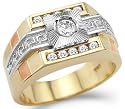 Solid 14k Yellow Two Tone Gold Mens Wedding CZ Cubic Zirconia Ring Band 0.75 ct
