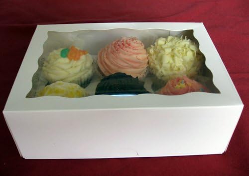 10 x 4" DEEP Cupcake Muffin Mince Pie Fairy Cake Box in white, holds 6 Cupcakes per box
