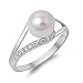 Oxford Diamond Co Simulated Pearl & Cubic Zirconia .925 Sterling Silver Ring Sizes 3-12