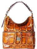Dooney & Bourke Croco Leather Medium Zipper Pocket Sac Cognac