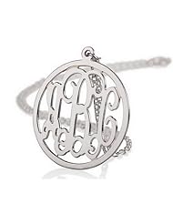 Monogram Necklace Sterling Silver Personalized Name Necklace