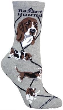 Wheel House DesignsBasset Hound Dog Gray Cotton Ladies Socks, Adults 9-11