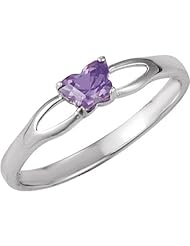 10k White Gold February CZ Birthstone Butterfly Ring, Size 3