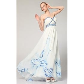 Buy 2118 PRINT CHIFFON STRAPLESS RHINESTONE TRIM LONG GOWN by CINDEFELLA