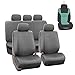 FH Group PU002115 Premium PU Leather Seat Covers (Gray) Full Set with Gift â€“ Universal Fit for Cars Trucks and SUVs