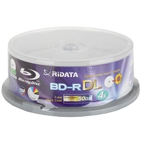 Ridata Blu-ray Double Layer Media Disc (Bd-r Disc) 4x 50gb White Inkjet Hub Printable BDR Media Discs... by 