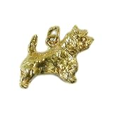 14K Gold Vintage Dog Charm, three-dimensional