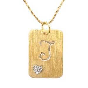 Buy 10K Gold Overlay Sterling Silver w  Diamond Accent J Initial Pendant by Amazon.com Collection