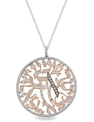 Effy Jewlery Two Tone Cognac & White Diamond Shema Pendant, 2.8 TCW