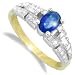 Jewelco London 18 carat solid gold 21pts baguette and round cut Fine Diamond and 0.66 carat oval cut Sapphire Ring