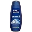 Nivea For Men Active3 Body Wash for Body, Hair & Shave, 16.9-Ounce Bottles (Pack of 3)