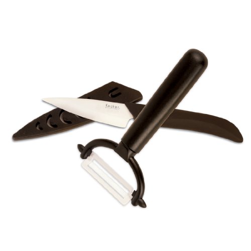 Keuken Ceramic Knife Set - Paring Knive & Peeler White