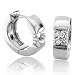 14k White Gold 4 Diamond Hoop Huggies Earrings (H-I, SI-I, 0.40 carat)