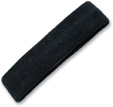Sports Terry Cloth Stretch Headband, Sweat Band, Sweatband Large Size - Black