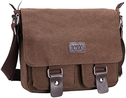 JCYX Men Retro Canvas Leather Messenger Shoulder Bag