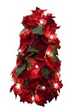 GKI Bethlehem Lighting Red Velvet Poinsettia 24-Inch Table Top Christmas Tree with 35 Clear Mini