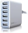 Photive 60 Watt 6 Port USB Desktop Rapid Charger. Intelligent USB Charger with Auto Detect Technology (White) Updated Version of Photive 50 Watt 6 Port USB Charger