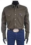 Mens Wrangler® Cowboy Cut® Long Sleeve Solid Twill Shirt Pine Green