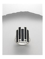 Black Resin Reconstructed stones Ring In 92.5 Sterling Silver