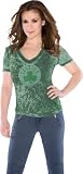 Boston Celtics Women's Fade Route Crystals V-Neck T-Shirt - by Alyssa Milano