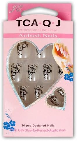Cydiapple 24pcs Set Acrylic False Nail Tips French Full Nails Art Free Glue
