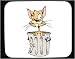 Decorated Mouse Pad with garbage, can, cat, pet, animal, feline