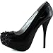 Qupid Women's Spiked Cap Round Toe Platform Pumps Glitter